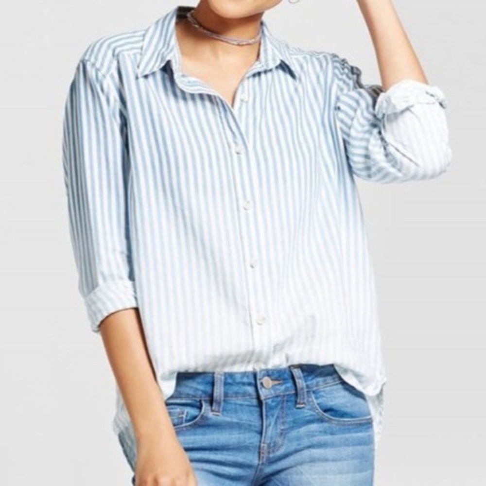 Mossimo Button Down Ombré Striped Shirt
